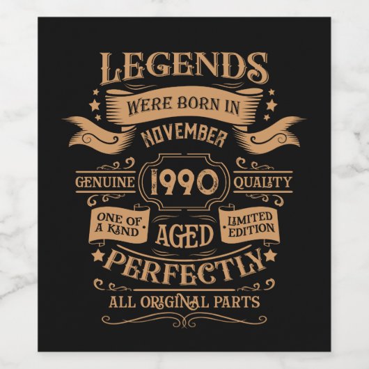 Persoonlijk verjaardagsfeestje 35 jaar oud in vint wijn etiket (Enkel label)