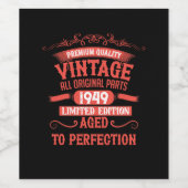 Persoonlijk verjaardagsfeestje 75 jaar oud wijn etiket (Enkel label)