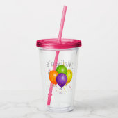 Persoonlijk verjaardagsfeestje acryl drinkbeker (Achterkant)