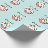 Persoonlijk verjaardagsfeestje cupcake inpakpapier (Hoek)