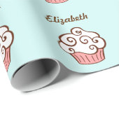 Persoonlijk verjaardagsfeestje cupcake inpakpapier (Rol Hoek)