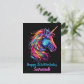 Persoonlijk Verjaardagsfeestje Eenhoorn Fantasie Briefkaart (Staand voorkant)