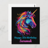 Persoonlijk Verjaardagsfeestje Eenhoorn Fantasie Briefkaart (Voorkant / Achterkant)