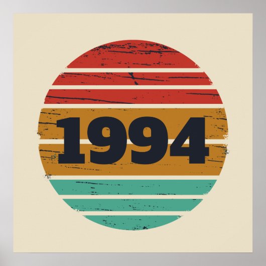 Persoonlijk verjaardagsfeestje met dertig vintage poster (Voorkant)