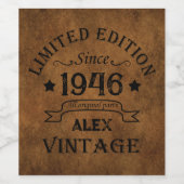 Persoonlijk verjaardagsfeestje met een vintage uit wijn etiket (Enkel label)