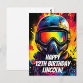 Persoonlijk verjaardagsfeestje paintball briefkaart (Voorkant / Achterkant)