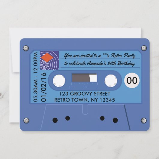 Persoonlijk verjaardagsfeestje Retro Kaart (Voorkant)