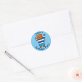 Persoonlijk verjaardagsfeestje van Dillon de Kat Ronde Sticker (Envelop)