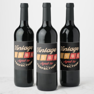 Persoonlijk verjaardagsfeestje veertig vintage 40s wijn etiket
