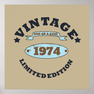 Persoonlijk verjaardagsfeestje vijftig vintage 50 poster