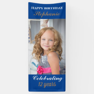 Persoonlijk verjaardagsfeestje voor schattige kind spandoek