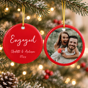 Persoonlijk Verliefd Paar Handgeschreven Rode Foto Keramisch Ornament
