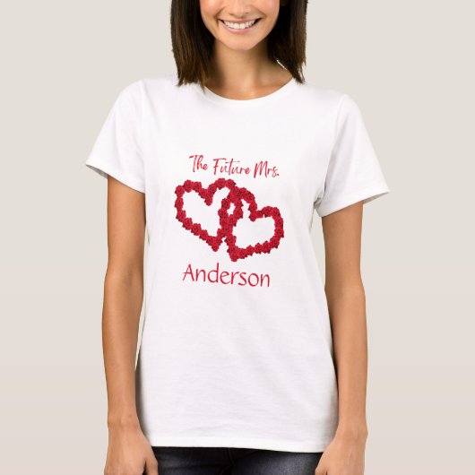 Persoonlijk verlovings T-shirt met rode hart (Voorkant)