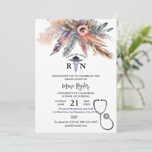 Persoonlijk verpleegkundig Afstuderen Boho FIoral  Kaart (Staand voorkant)