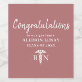 Persoonlijk verpleegkundige Afstuderen Roze Medisc Wijn Etiket (Enkel label)