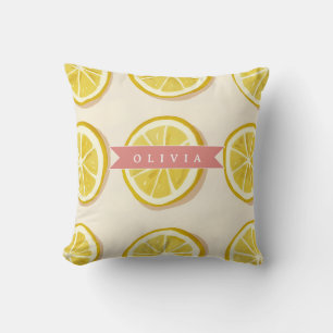 Persoonlijk vers citroenschijfpatroon helder kussen