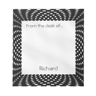 Persoonlijk - Vervormde zwarte en witte cheques Notitieblok