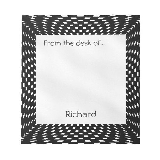 Persoonlijk - Vervormde zwarte en witte cheques Notitieblok (Voorkant)