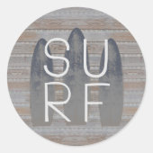 Persoonlijk Verweerd Strand Drijfhout Surfplank Ronde Sticker (Voorkant)