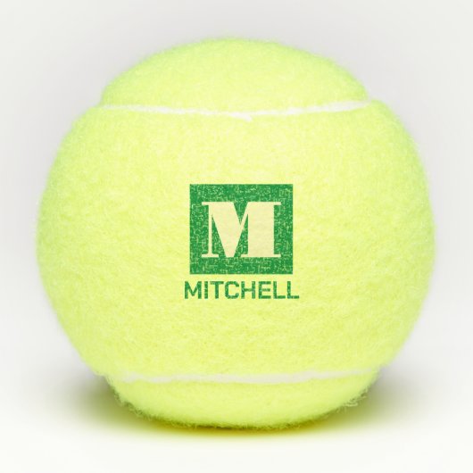 Persoonlijk vet groen initiaal monogram naam tennisballen (Voorkant)