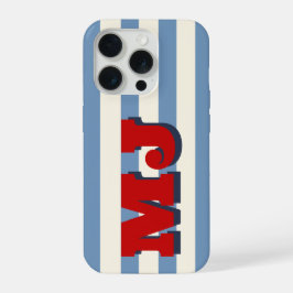 Persoonlijk Vet Monogram, Americana Streep iPhone 15 Pro Case
