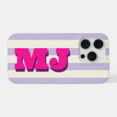 Persoonlijk Vet Monogram, Lila Streep iPhone Hoesje (Achterkant horizontaal)