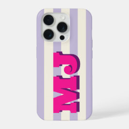 Persoonlijk Vet Monogram, Lila Streep iPhone 15 Pro Case