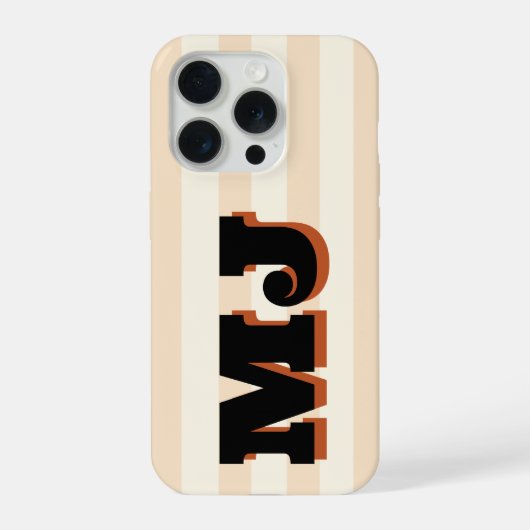 Persoonlijk Vet Monogram, Neutrale Streep iPhone Hoesje (Achterkant)