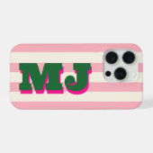 Persoonlijk Vette Monogram, Roze Streep iPhone Hoesje (Achterkant horizontaal)
