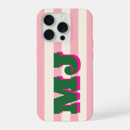 Persoonlijk Vette Monogram, Roze Streep iPhone 15 Pro Case
