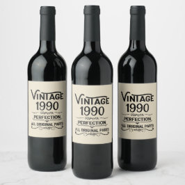 Persoonlijk vintage 35e verjaardagsfeestje wijn etiket
