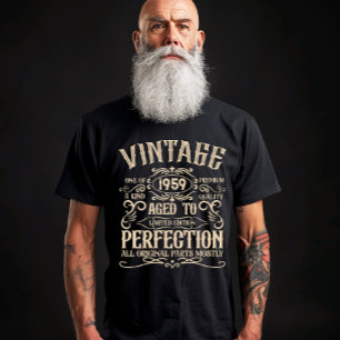 Persoonlijk vintage 65e verjaardag whisky thema t-shirt