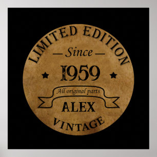 Persoonlijk vintage 65e verjaardagsfeest poster