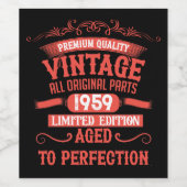 Persoonlijk vintage 65e verjaardagsfeest wijn etiket (Enkel label)