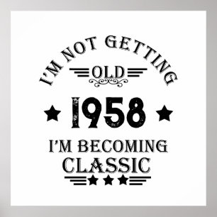 Persoonlijk vintage 65e verjaardagsfeestje poster