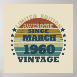 Persoonlijk vintage 65e verjaardagsfeestje poster
