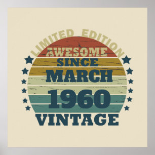 Persoonlijk vintage 65e verjaardagsfeestje poster