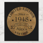 Persoonlijk vintage 75e verjaardagsfeest wijn etiket (Enkel label)