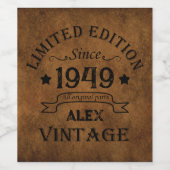 Persoonlijk vintage 75e verjaardagsfeestje wijn etiket (Enkel label)