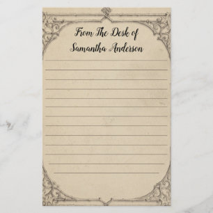 Persoonlijk vintage antiek gedistrooid gelinieerd briefpapier