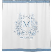 Persoonlijk vintage blauwe monogram douchegordijn (Voorkant)