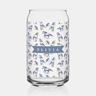 Persoonlijk Vintage Blauwe Paard Klassiek Landelij Blikvorm Glas