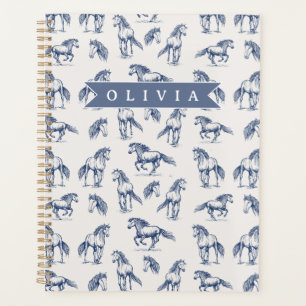 Persoonlijk Vintage Blauwe Paard Klassiek Landelij Planner