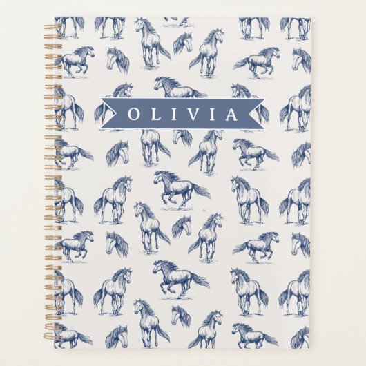 Persoonlijk Vintage Blauwe Paard Klassiek Landelij Planner (Voorkant)