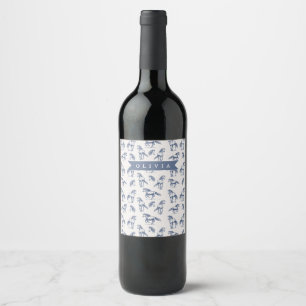 Persoonlijk Vintage Blauwe Paard Klassiek Landelij Wijn Etiket