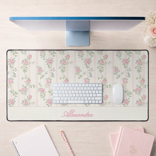 Persoonlijk vintage bloemenmonogram bureaumat