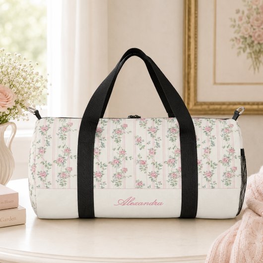 Persoonlijk vintage bloemenmonogram plunjezak