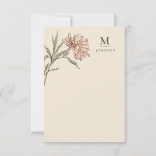 Persoonlijk Vintage Bloemmotief Botanisch Initiaal Bedankkaart