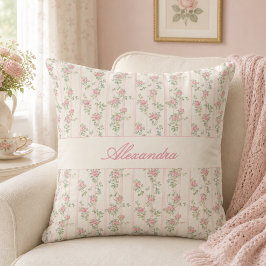 Persoonlijk vintage bloemmotief Roos Monogram Kussen