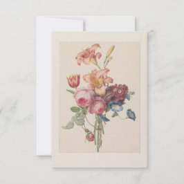 Persoonlijk vintage bloemstuk met fijne kunst  bedankkaart
